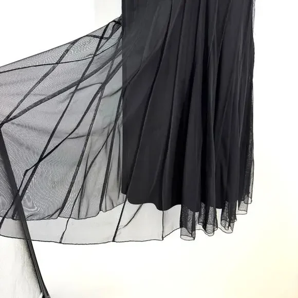 MixIt Y2K Black Mesh Midi Dress 10 Beaded Whimsigoth Event Goth Vamp Witchy - Picture 6 of 9